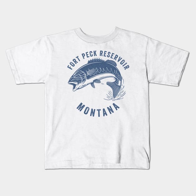 Fort Peck Reservoir Montana Bass Fishing Kids T-Shirt by Eureka Shirts